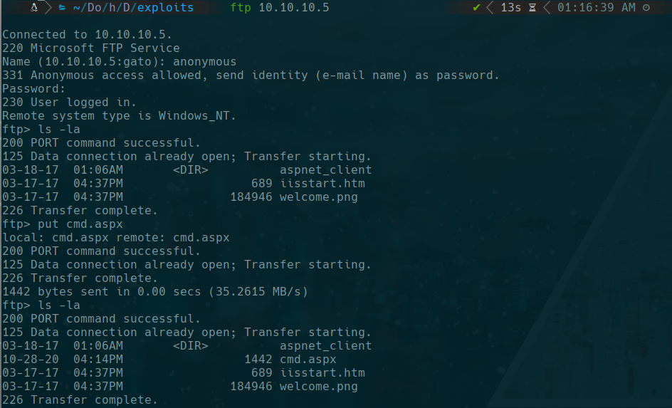 cmd.aspx uploaded