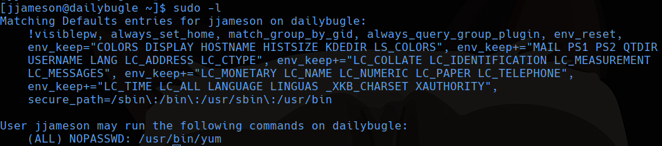 sudo -l