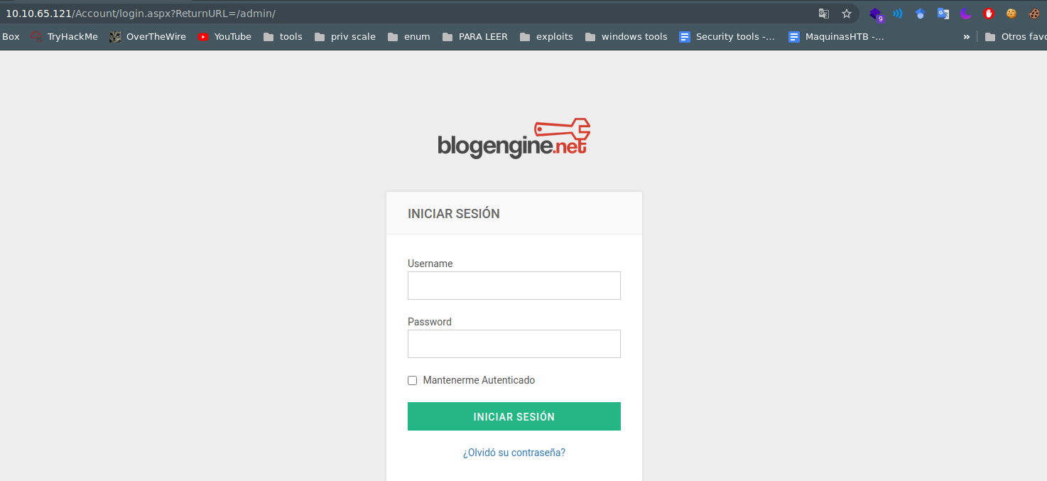login page