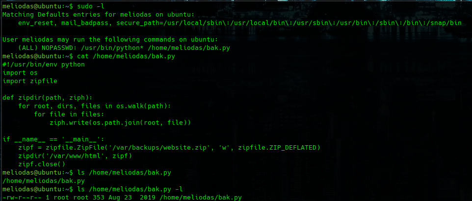 sudo -l