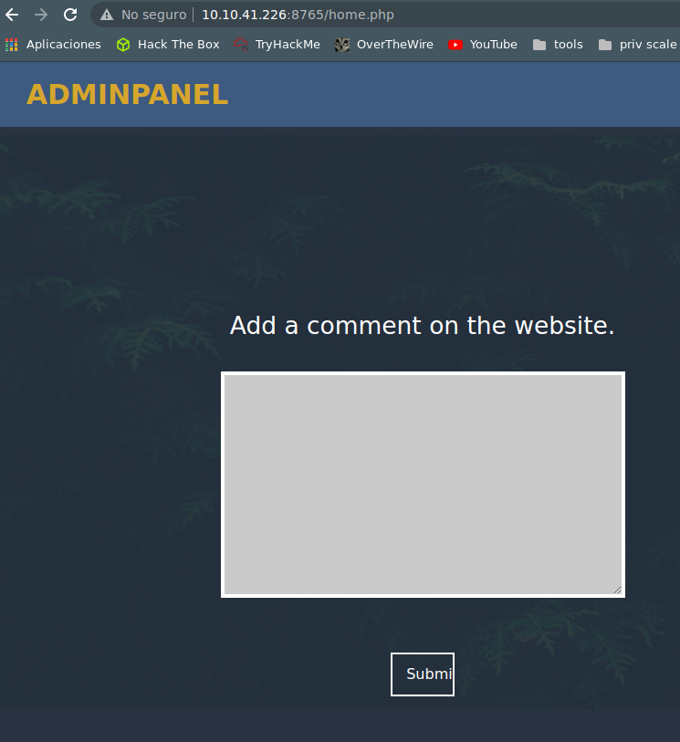 admin panel