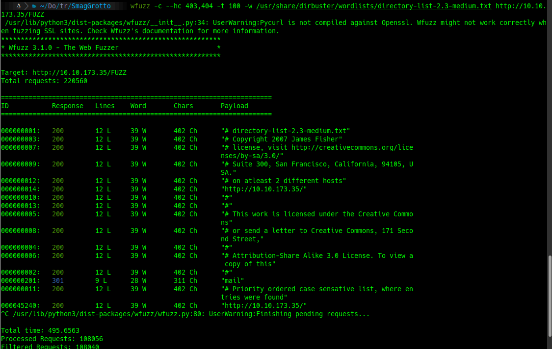 wfuzz result